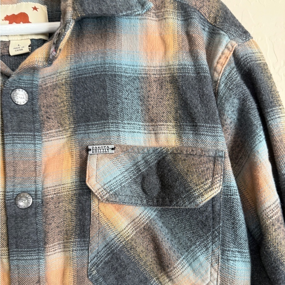 Dakota Grizzly Men’s Flannel Snap Shirt Blanket Lined Jacket Large Gray Plaid - Picture 7 of 9